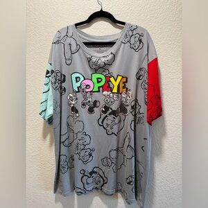 Popeye The Sailor Man T-Shirt AOP Multi-color Graphic Print 4XL Short-Sleeve